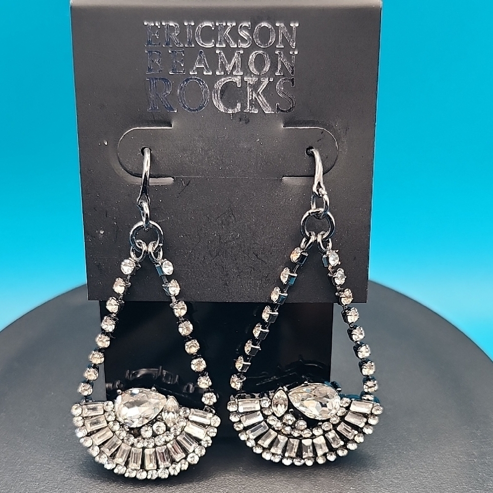 Erickson Beamon Silver Statement Earrings with Geometric Design